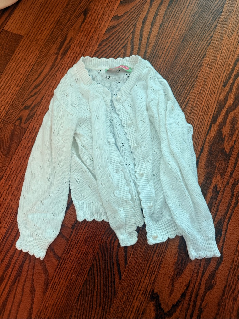 White  Ruffle-Trim Knit Cardigan Sweater for Women